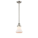 Bellmont Mini Pendant shown in the Brushed Satin Nickel finish with a Matte White shade