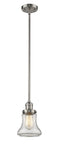 Innovations Lighting Bellmont 1-100 watt 6.5 inch Brushed Satin Nickel Mini Pendant with Clear glass and Solid Brass Hang Straight Swivel 201SSNG192