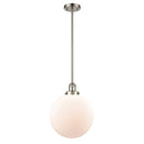 Beacon Mini Pendant shown in the Brushed Satin Nickel finish with a Matte White shade