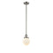Beacon Mini Pendant shown in the Brushed Satin Nickel finish with a Matte White shade