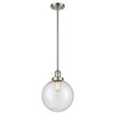 Beacon Mini Pendant shown in the Brushed Satin Nickel finish with a Seedy shade