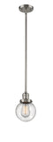 Innovations Lighting Beacon 1-100 watt 6 inch Brushed Satin Nickel Mini Pendant with Seedy glass and Solid Brass Hang Straight Swivel 201SSNG2046