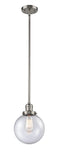 Innovations Lighting Beacon 1-100 watt 8 inch Brushed Satin Nickel Mini Pendant with Seedy glass and Solid Brass Hang Straight Swivel 201SSNG2048