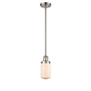 Dover Mini Pendant shown in the Brushed Satin Nickel finish with a Matte White shade