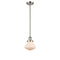 Olean Mini Pendant shown in the Brushed Satin Nickel finish with a Matte White shade