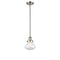 Olean Mini Pendant shown in the Brushed Satin Nickel finish with a Clear shade