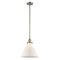 Cone Mini Pendant shown in the Brushed Satin Nickel finish with a Matte White shade