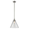 Cone Mini Pendant shown in the Brushed Satin Nickel finish with a Clear shade