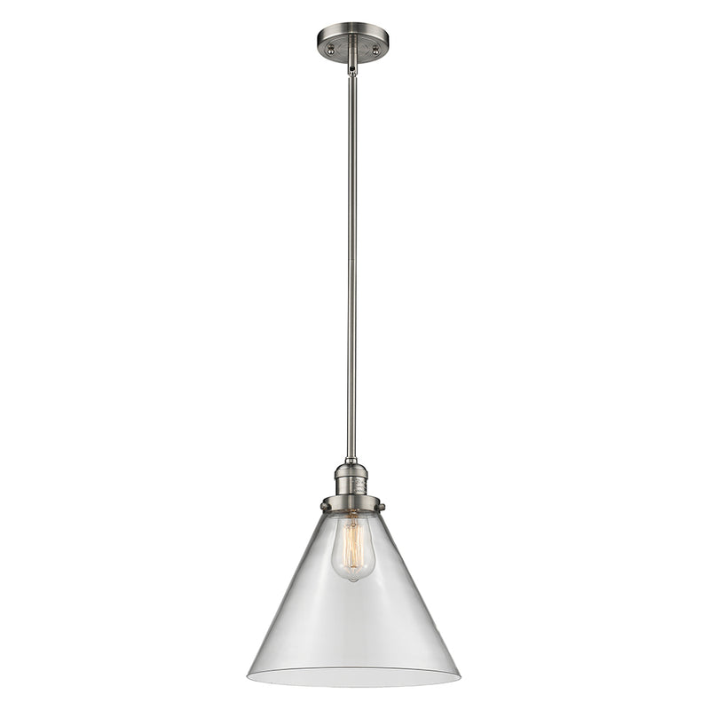 Cone Mini Pendant shown in the Brushed Satin Nickel finish with a Clear shade