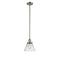 Cone Mini Pendant shown in the Brushed Satin Nickel finish with a Clear shade