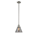 Cone Mini Pendant shown in the Brushed Satin Nickel finish with a Plated Smoke shade