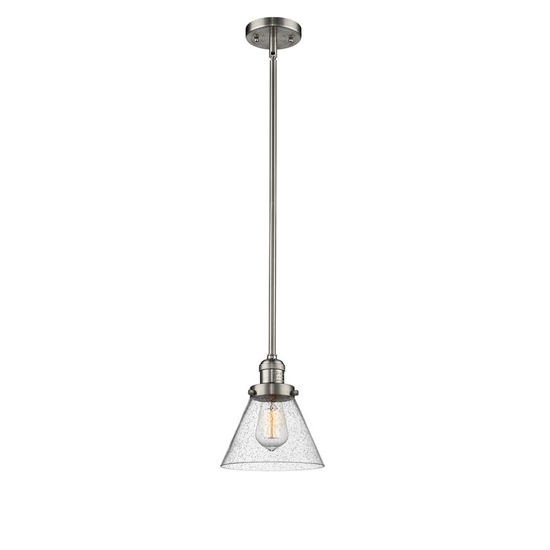 Cone Mini Pendant shown in the Brushed Satin Nickel finish with a Seedy shade