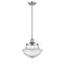 Oxford Mini Pendant shown in the Brushed Satin Nickel finish with a Seedy shade