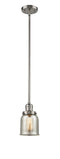 Innovations Lighting Small Bell 1-100 watt 5 inch Brushed Satin Nickel Mini Pendant with Silver Plated Mercury glass and Solid Brass Hang Straight Swivel 201SSNG58