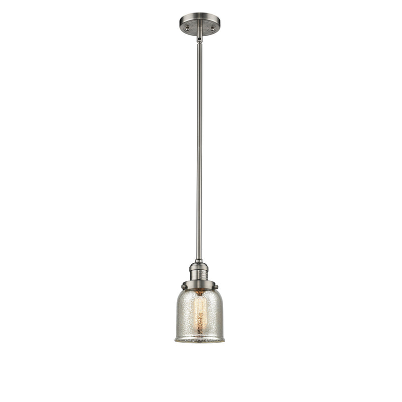 Bell Mini Pendant shown in the Brushed Satin Nickel finish with a Silver Plated Mercury shade