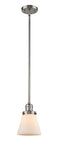Innovations Lighting Small Cone 1-100 watt 6 inch Brushed Satin Nickel Mini Pendant with Matte White Cased glass and Solid Brass Hang Straight Swivel 201SSNG61