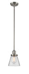 Innovations Lighting Small Cone 1-100 watt 6 inch Brushed Satin Nickel Mini Pendant with Clear glass and Solid Brass Hang Straight Swivel 201SSNG62