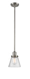 Innovations Lighting Small Cone 1-100 watt 6 inch Brushed Satin Nickel Mini Pendant with Seedy glass and Solid Brass Hang Straight Swivel 201SSNG64