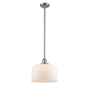 Bell Mini Pendant shown in the Brushed Satin Nickel finish with a Matte White shade