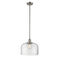 Bell Mini Pendant shown in the Brushed Satin Nickel finish with a Clear shade