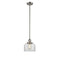 Bell Mini Pendant shown in the Brushed Satin Nickel finish with a Clear shade