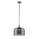Bell Mini Pendant shown in the Brushed Satin Nickel finish with a Plated Smoke shade