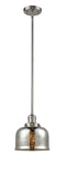 Innovations Lighting Large Bell 1-100 watt 8 inch Brushed Satin Nickel Mini Pendant with Silver Plated Mercury glass and Solid Brass Hang Straight Swivel 201SSNG78