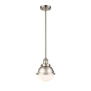 Hampden Mini Pendant shown in the Brushed Satin Nickel finish with a Matte White shade