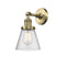 Cone Sconce shown in the Antique Brass finish with a Seedy shade