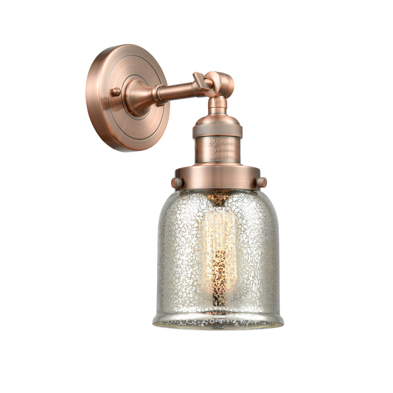 Bell Sconce shown in the Antique Copper finish with a Silver Plated Mercury shade