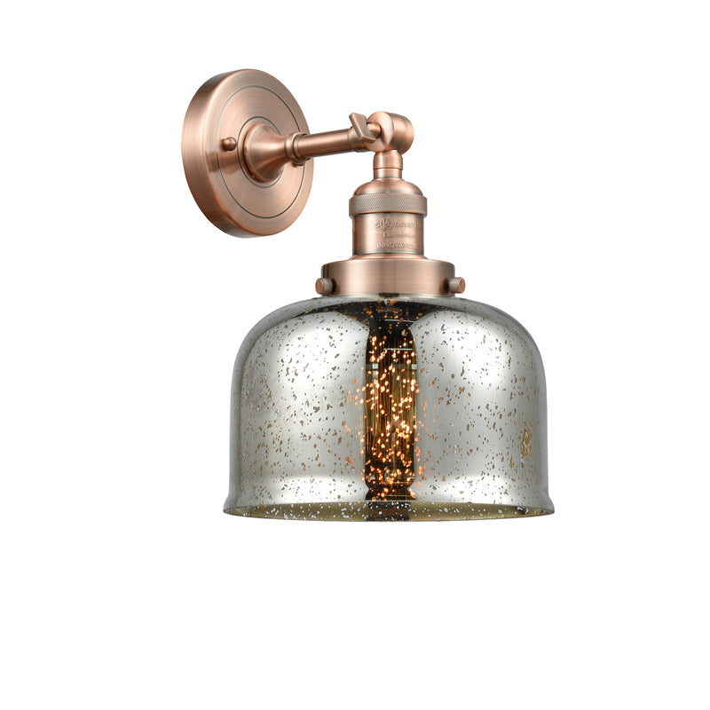 Bell Sconce shown in the Antique Copper finish with a Silver Plated Mercury shade