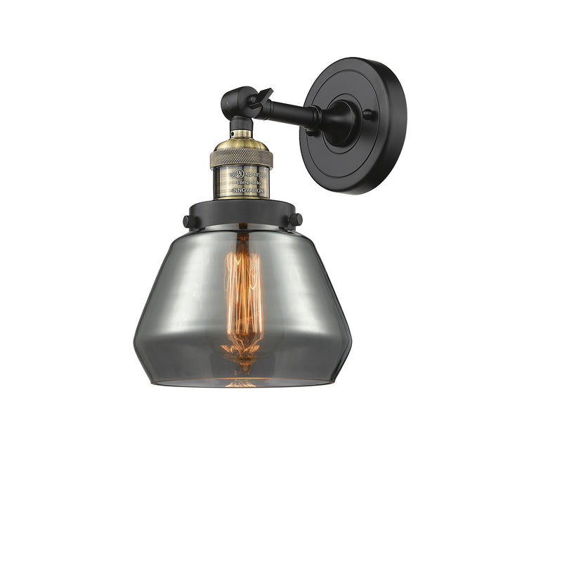 Fulton Sconce shown in the Black Antique Brass finish with a Plated Smoke shade