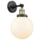 Beacon Sconce shown in the Black Antique Brass finish with a Matte White shade