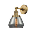 Fulton Sconce shown in the Brushed Brass finish with a Plated Smoke shade