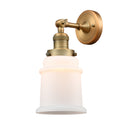 Canton Sconce shown in the Brushed Brass finish with a Matte White shade