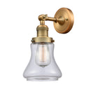 Bellmont Sconce shown in the Brushed Brass finish with a Clear shade