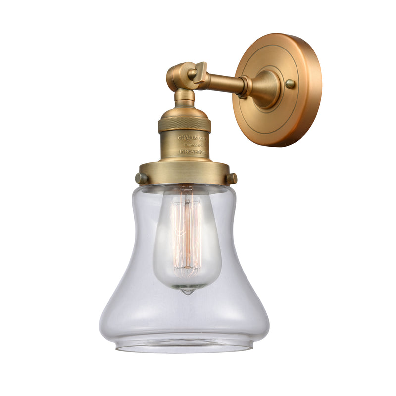 Bellmont Sconce shown in the Brushed Brass finish with a Clear shade