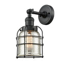 Bell Cage Sconce shown in the Matte Black finish with a Silver Plated Mercury shade