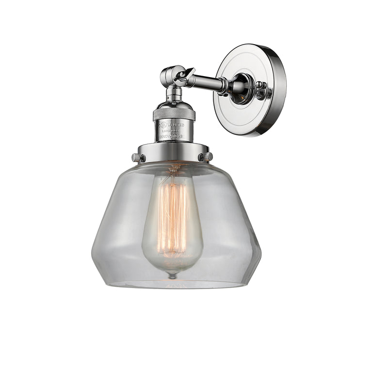 Fulton Sconce shown in the Polished Chrome finish with a Clear shade