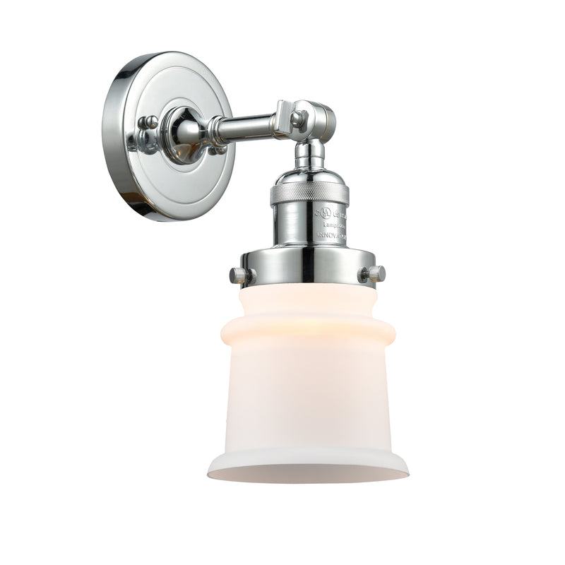 Canton Sconce shown in the Polished Chrome finish with a Matte White shade