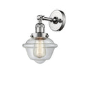 Oxford Sconce shown in the Polished Chrome finish with a Clear shade