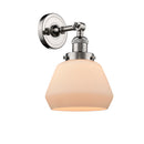 Fulton Sconce shown in the Polished Nickel finish with a Matte White shade