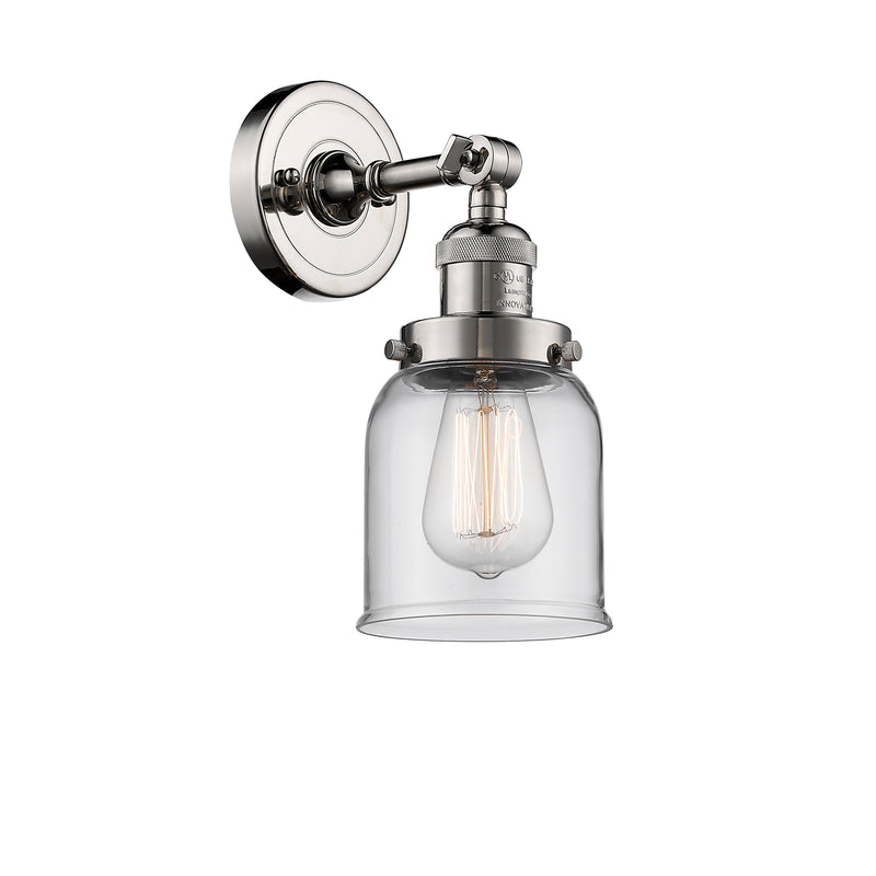 Bell Sconce shown in the Polished Nickel finish with a Clear shade