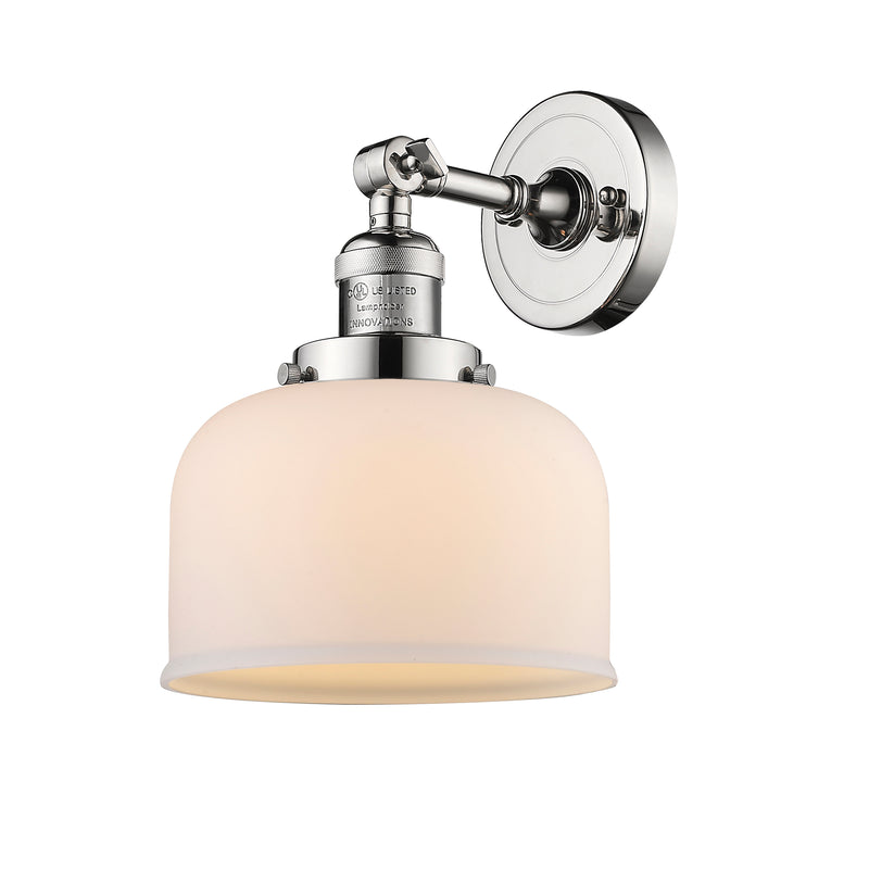 Bell Sconce shown in the Polished Nickel finish with a Matte White shade