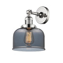 Bell Sconce shown in the Polished Nickel finish with a Plated Smoke shade