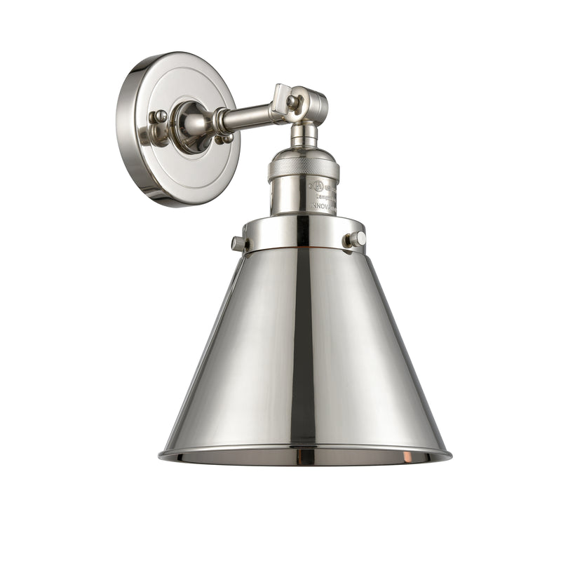 Appalachian Sconce shown in the Polished Nickel finish with a Polished Nickel shade