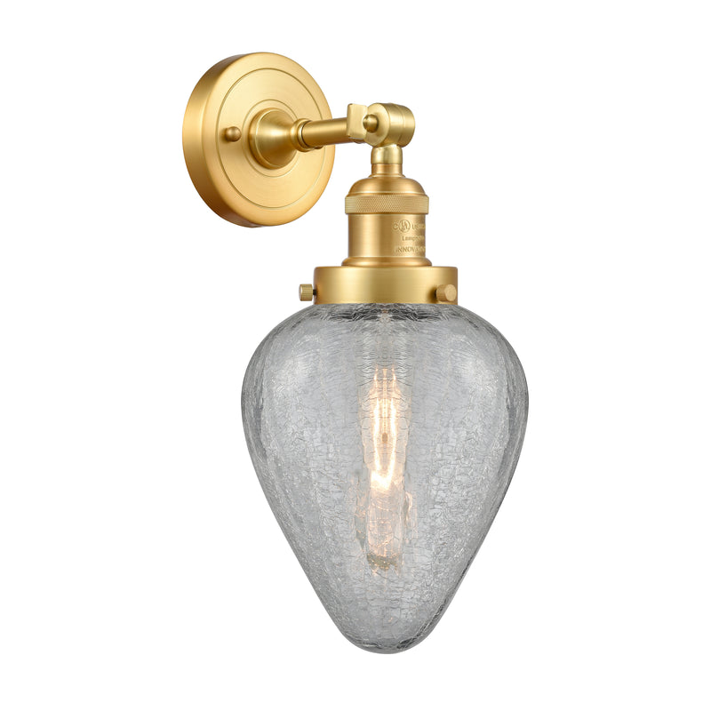 Geneseo Sconce shown in the Satin Gold finish with a Clear Crackled shade