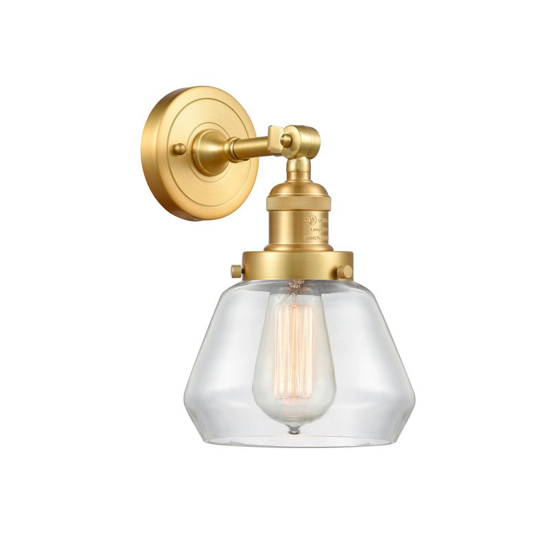 Fulton Sconce shown in the Satin Gold finish with a Clear shade