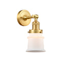 Canton Sconce shown in the Satin Gold finish with a Matte White shade