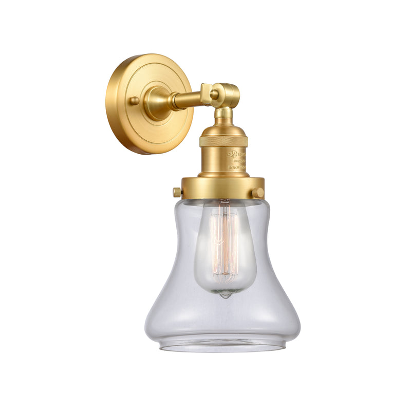 Bellmont Sconce shown in the Satin Gold finish with a Clear shade